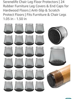 Chair Leg Floor Protectors - Black (24 Pack)